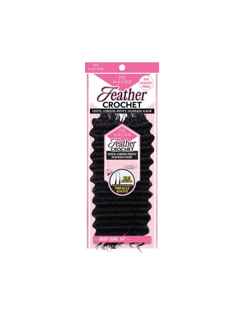 Deep Curl 14 Feather Crochet 100 Virgin Remy Human Hair Mayde Beauty