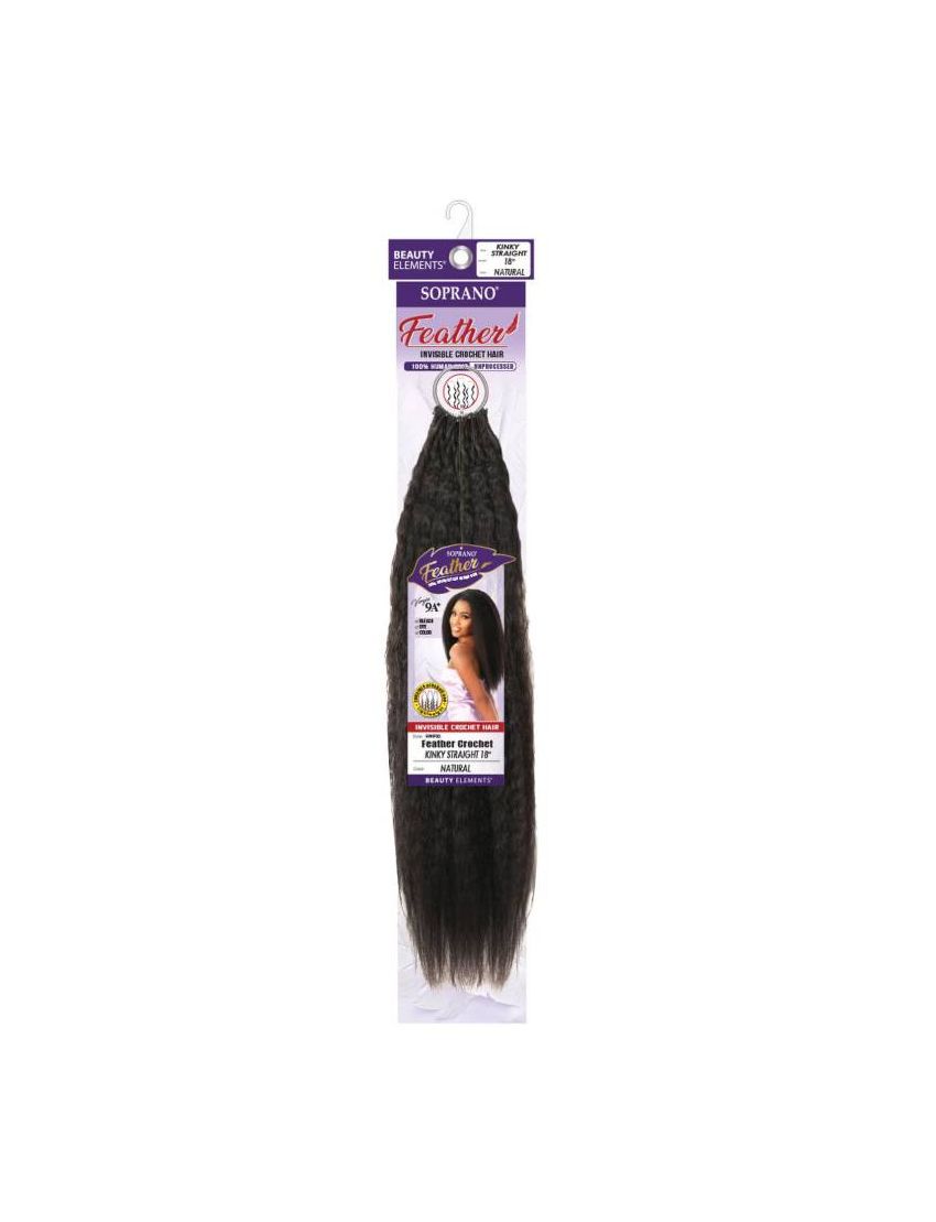 9A Soprano Kinky Straight 18 Feather Crochet Braid Beauty Elements