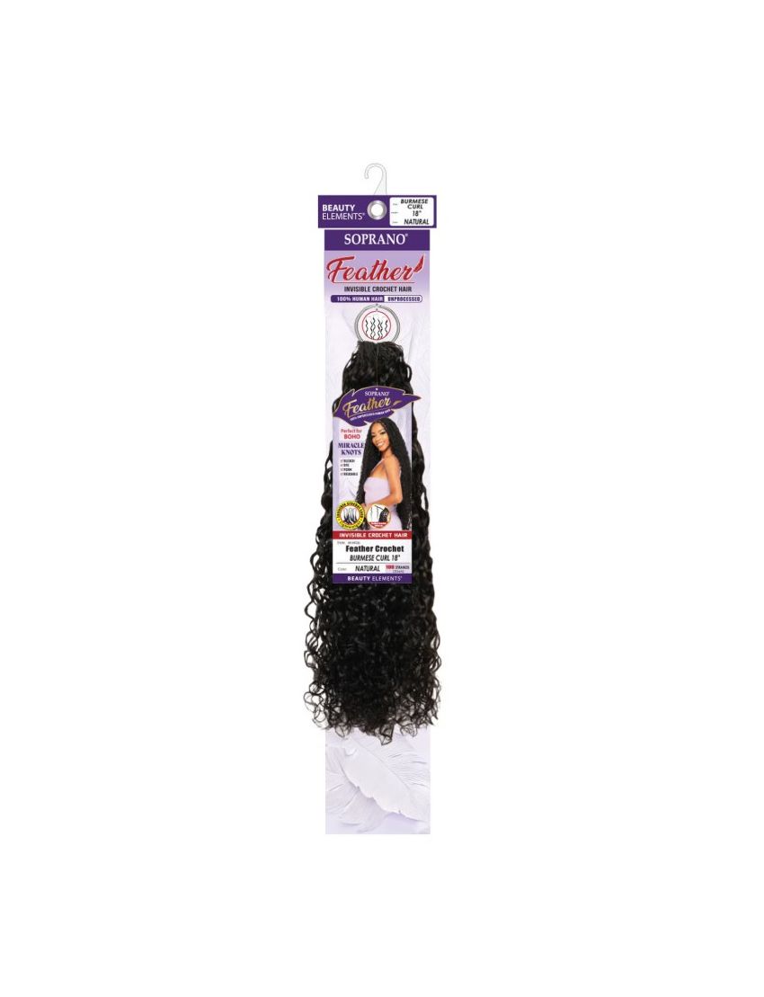 Burmese Curl Soprano Virgin Remy Human Hair Feather Line Crochet Beauty Elements