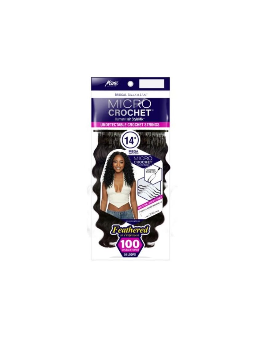 Deep Wave 14 Mega Brazilian Human Hair Blend Feather Micro Crochet Mane Concept