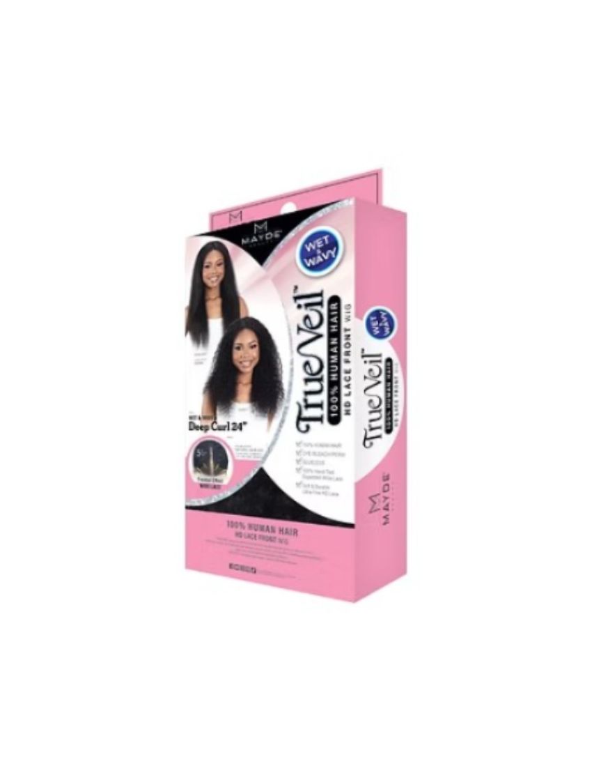 Deep Curl 24 True Veil Wet & Wavy 100 Human Hair HD Lace Front Wig Mayde Beauty