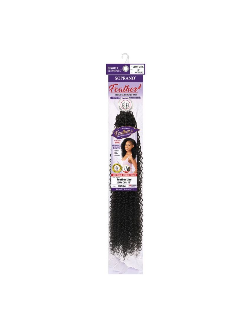 Jerry Curl Soprano Virgin Remy Human Hair Feather Line Crochet Beauty Elements