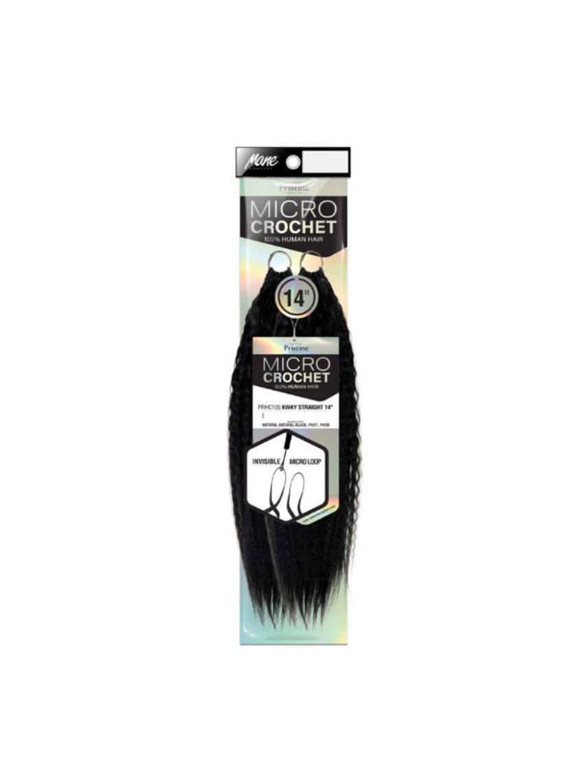 Kinky Straight 14 Feather Micro Human Hair Crochet Braid Mane Concept
