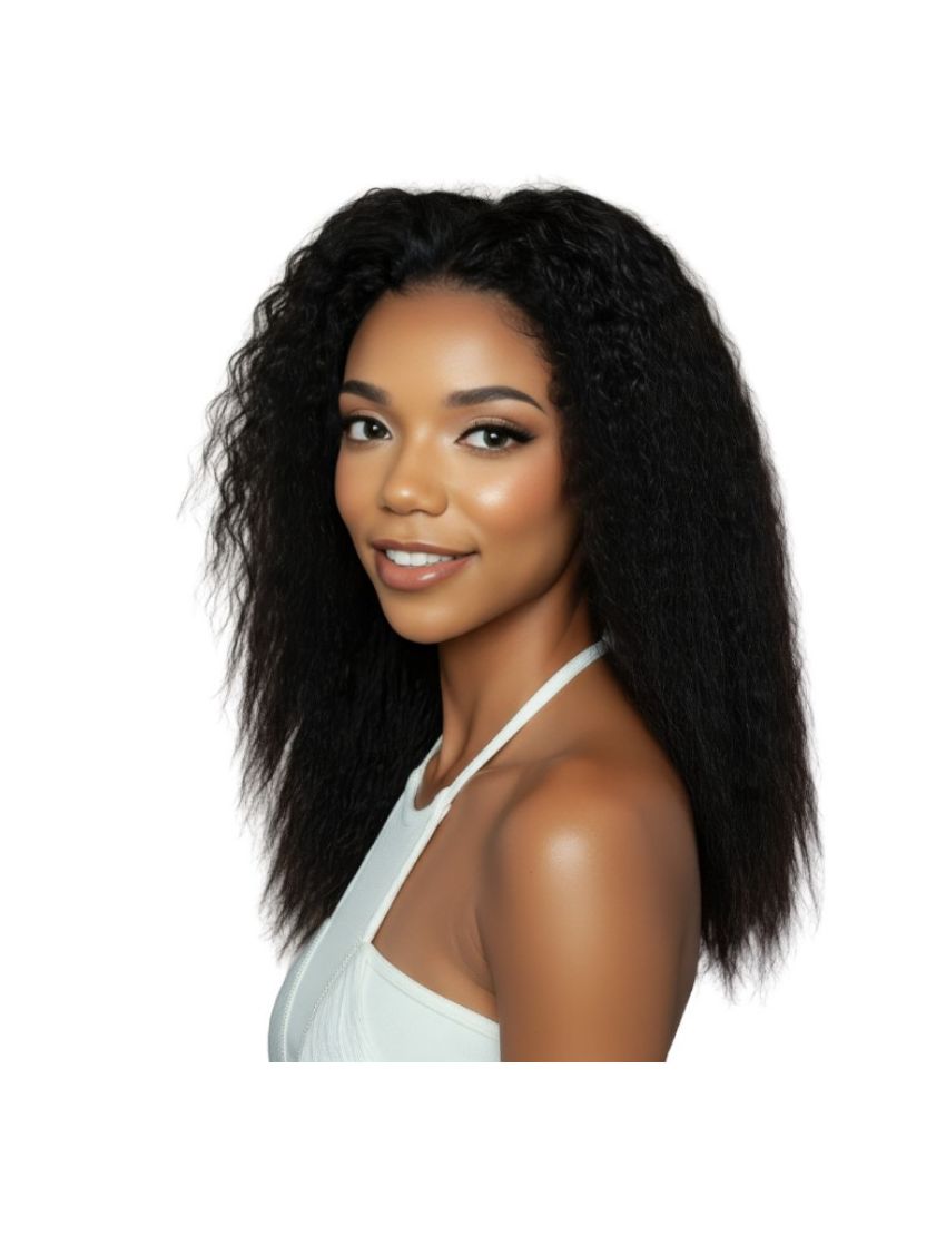 Kinky Straight 14 Feather Micro Human Hair Crochet Braid Mane Concept