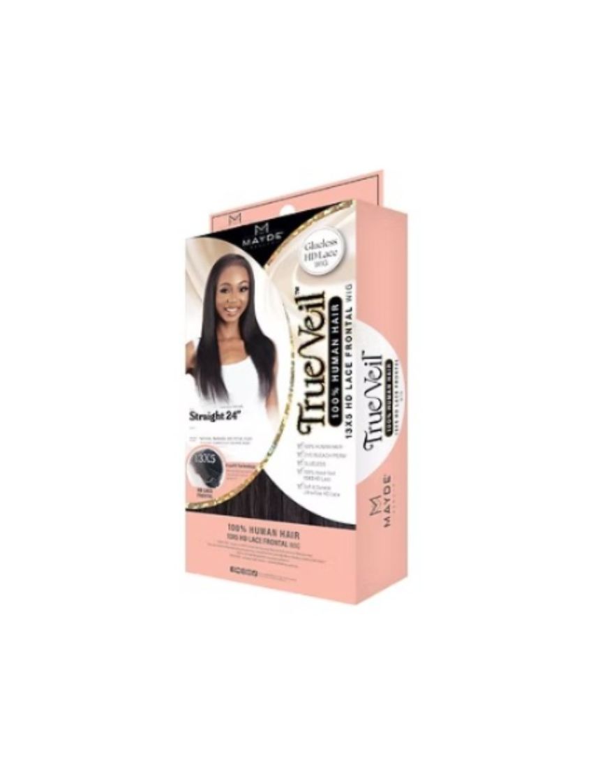 Straight 24 True Veil 100 Human Hair 13X5 HD Lace Frontal Wig Mayde Beauty