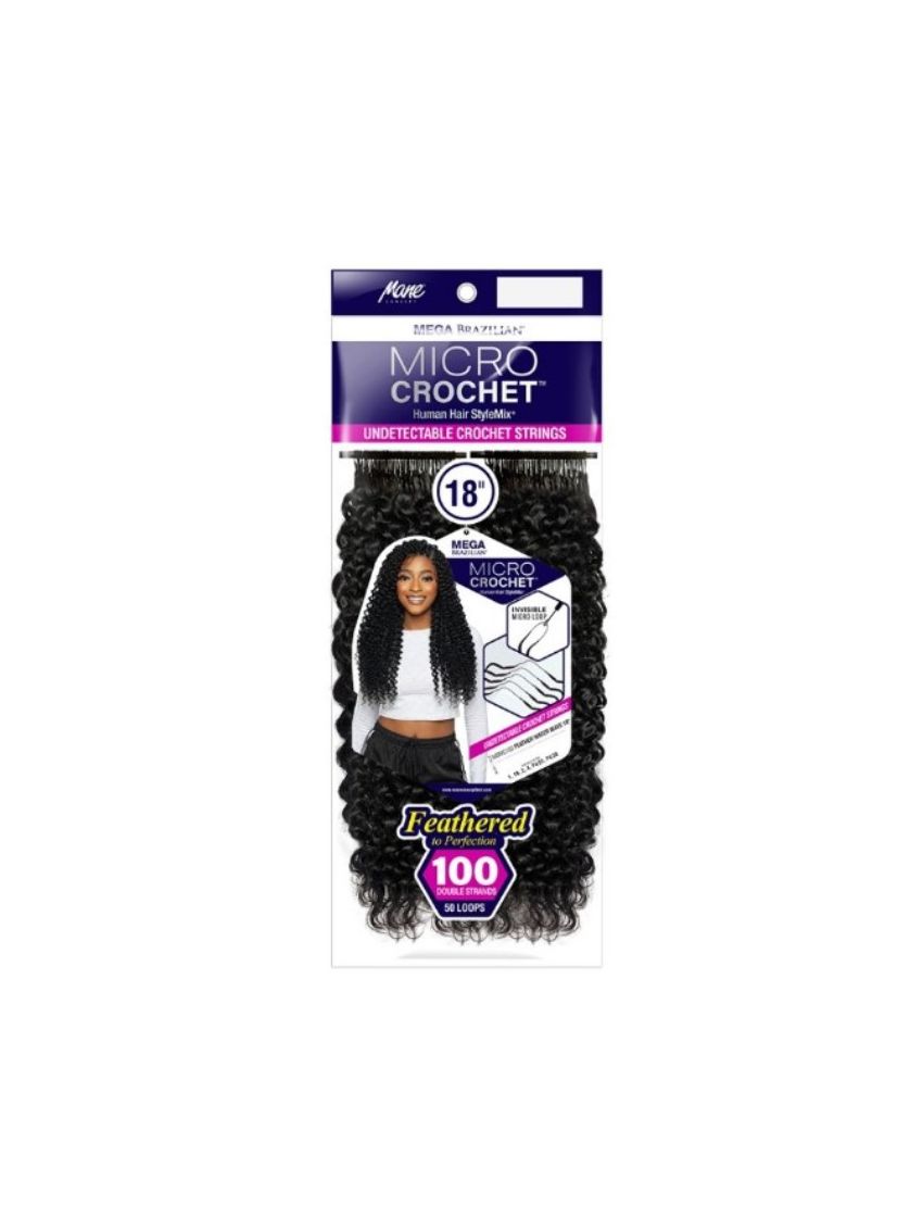Water Wave 18 Mega Brazilian Human Hair Blend Feather Micro Crochet Mane Concept
